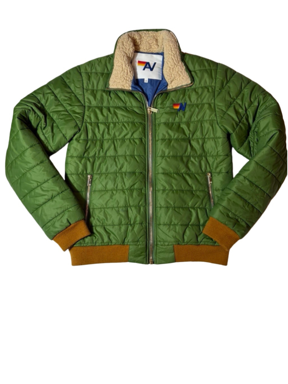 Aviator Nation Sunburst Apres Puffer Jacket Garden Green Unisex Small $875